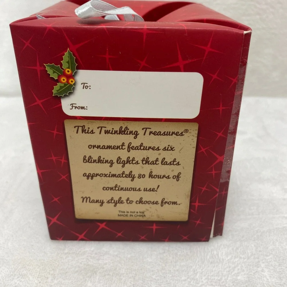 Twinkling Treasures Blinking Christmas Ornament Snowman Red Nose‎ Blue Hat Works